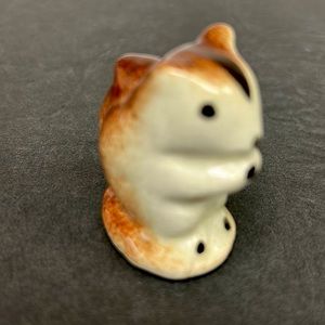 Vintage glazed hand painted ceramic miniature squirrel